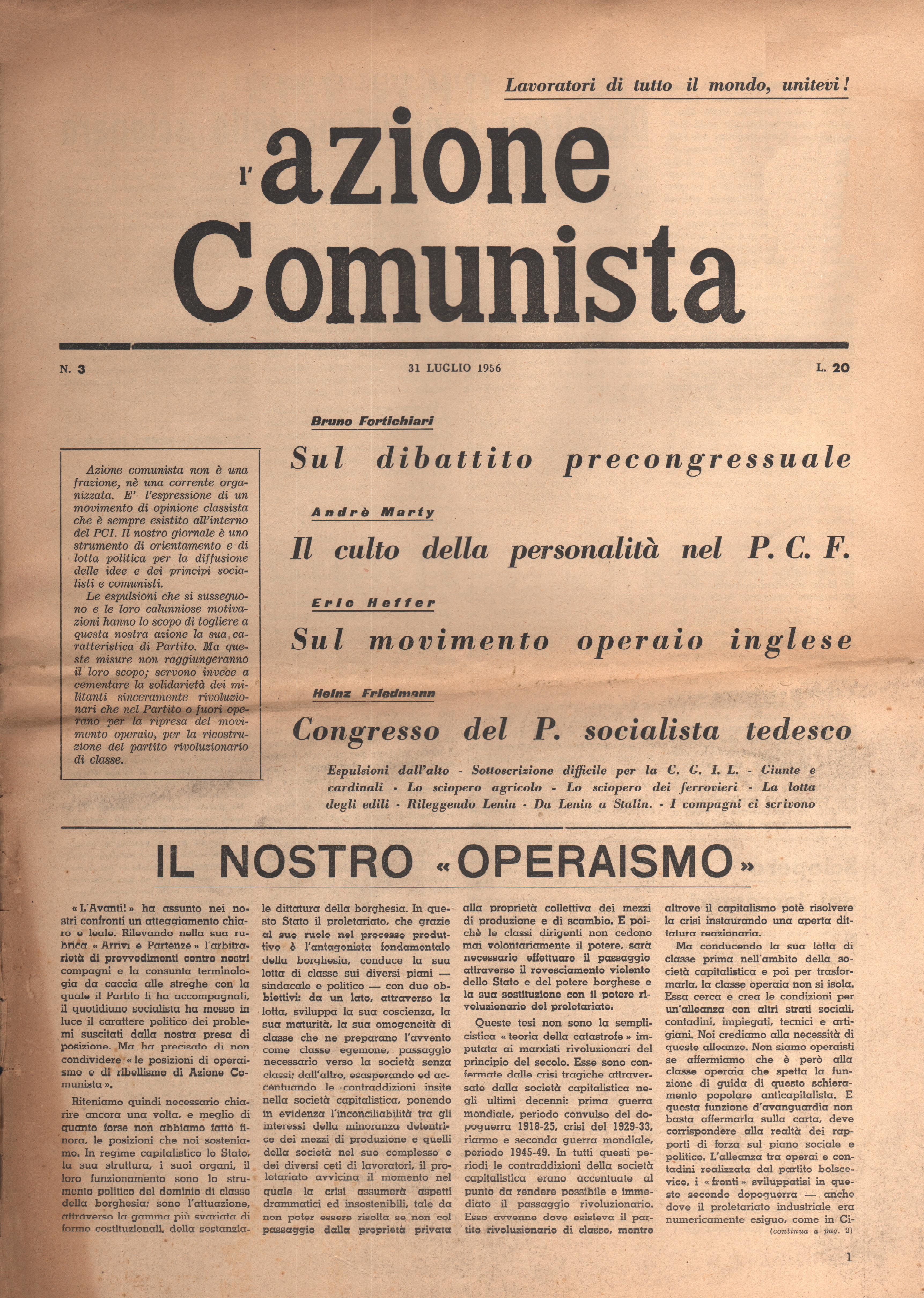 L'Azione Comunista n. 3 - pag. 1