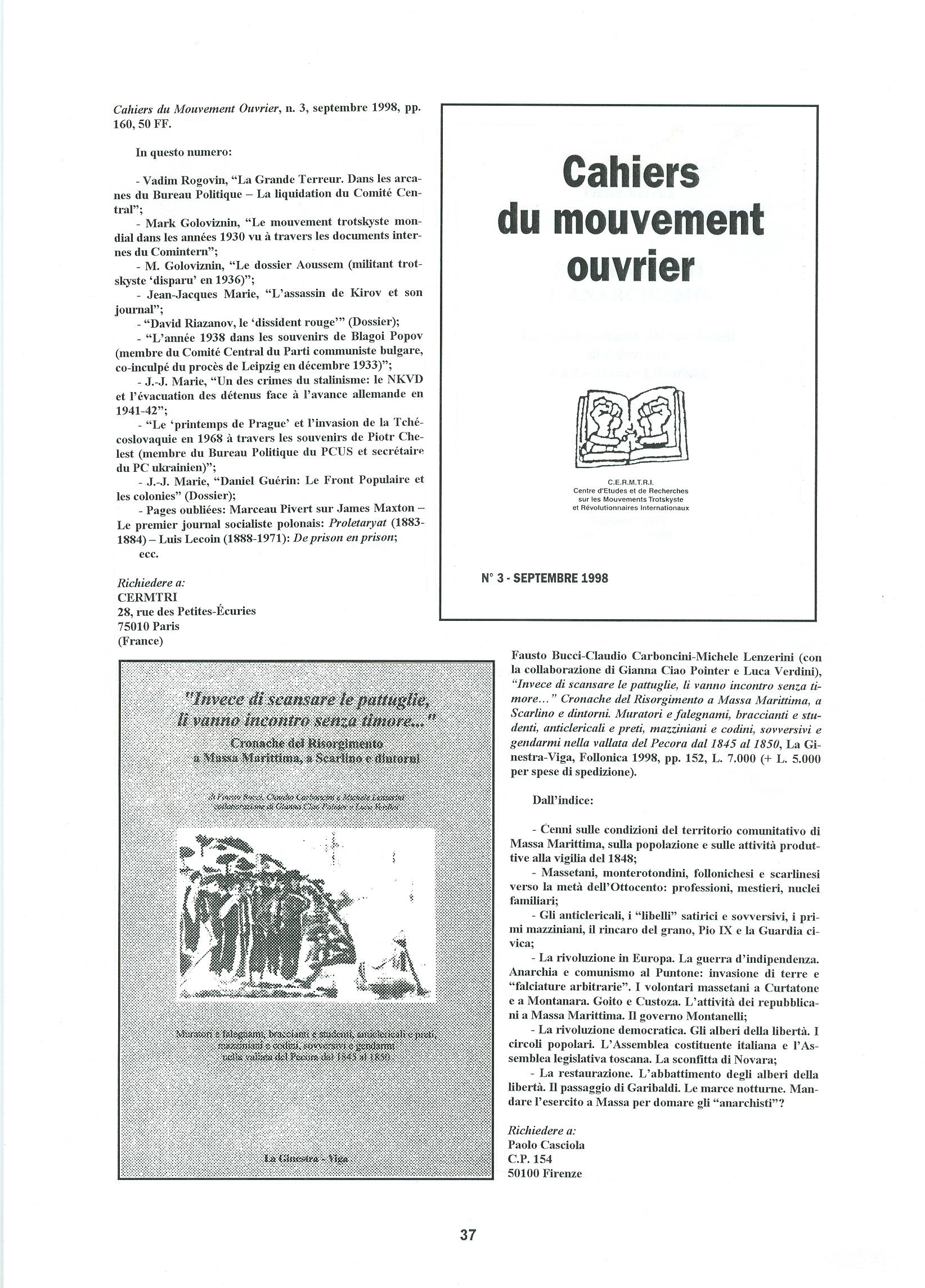 Quaderni del Centro Studi Pietro Tresso (1996-2009) n. 14 (novembre 1998) - pag. 38