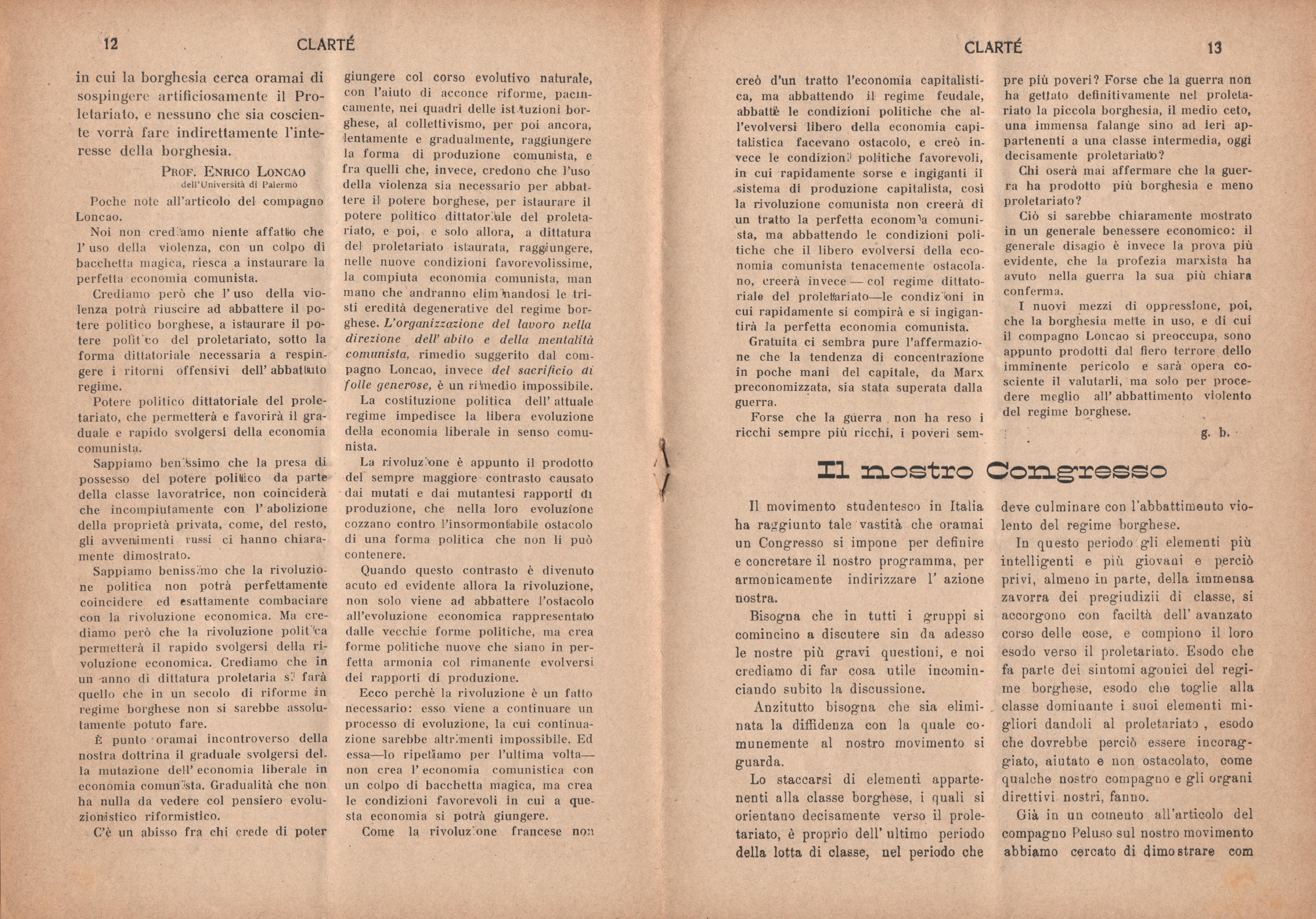 Clarté. Rivista mensile degli studenti comunisti (a. I, n. 1, Palermo, 15 maggio 1920) - pag. 8