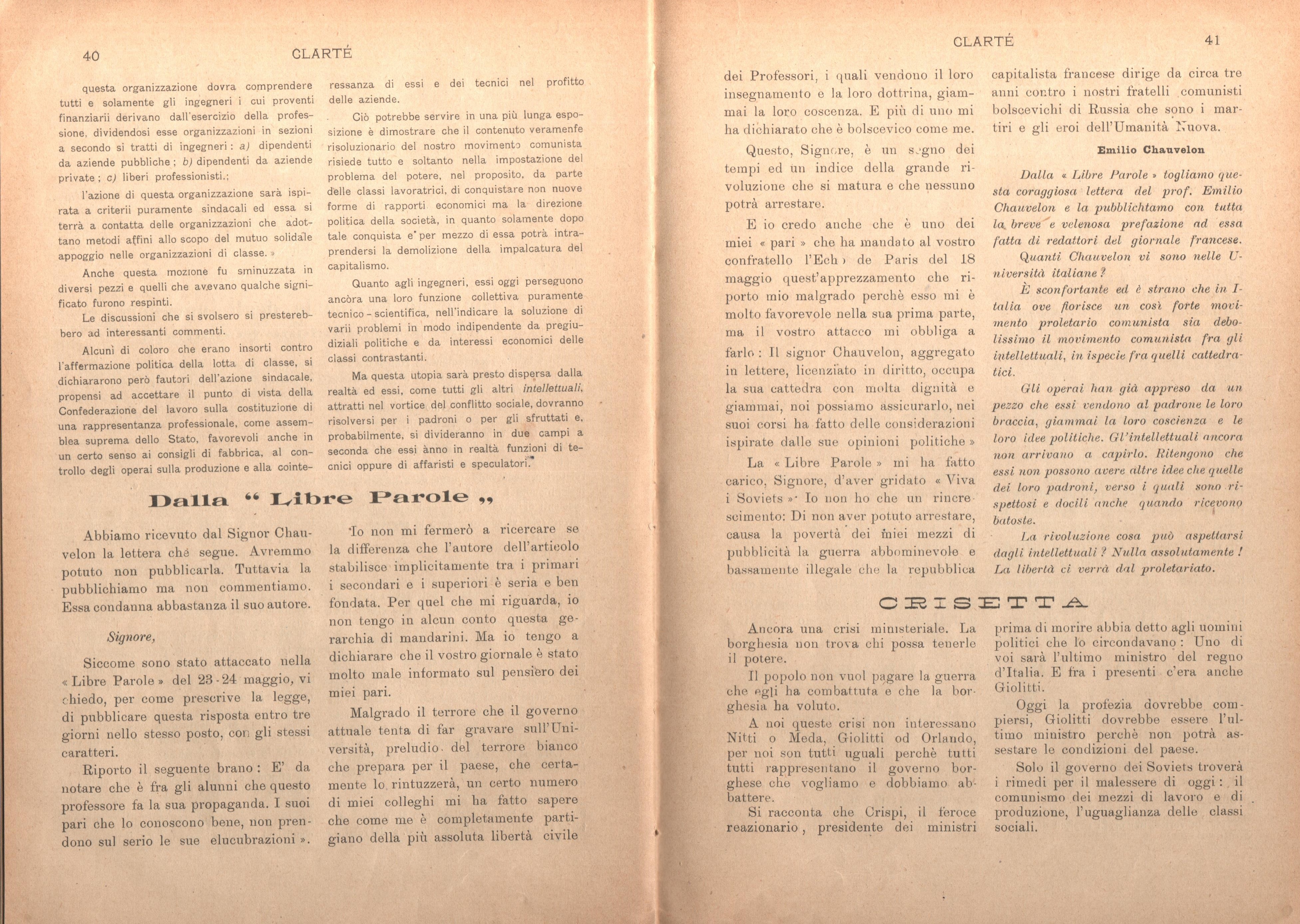Clarté. Rivista mensile degli studenti comunisti (a. I, n. 2, Palermo, 15 giugno 1920) - pag. 10