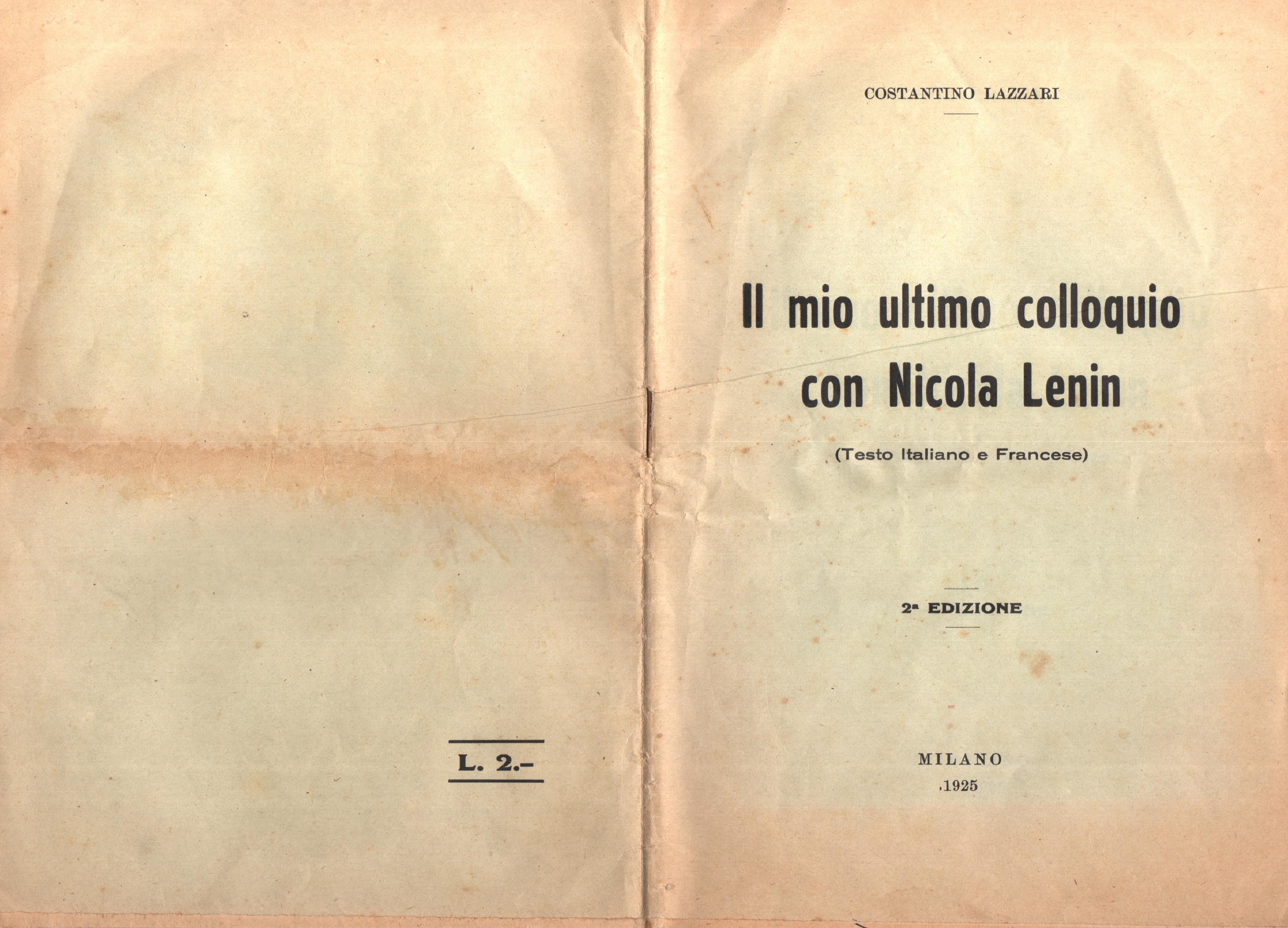 C. Lazzari, Il mio ultimo colloquio con Nicola Lenin - pag. 1