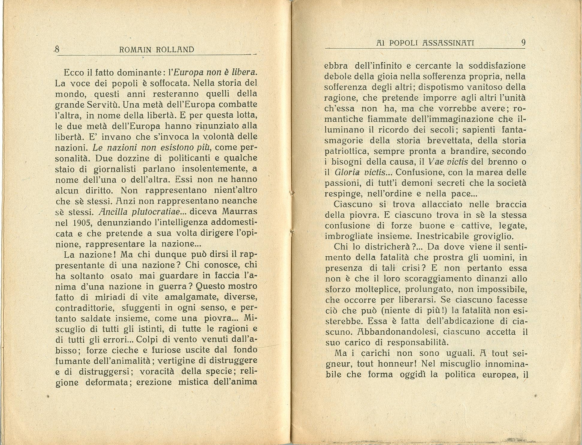 Romain Rolland, Ai popoli assassinati. Alla Russia libera e liberatrice. Educazione moderna (1921) - pag. 6